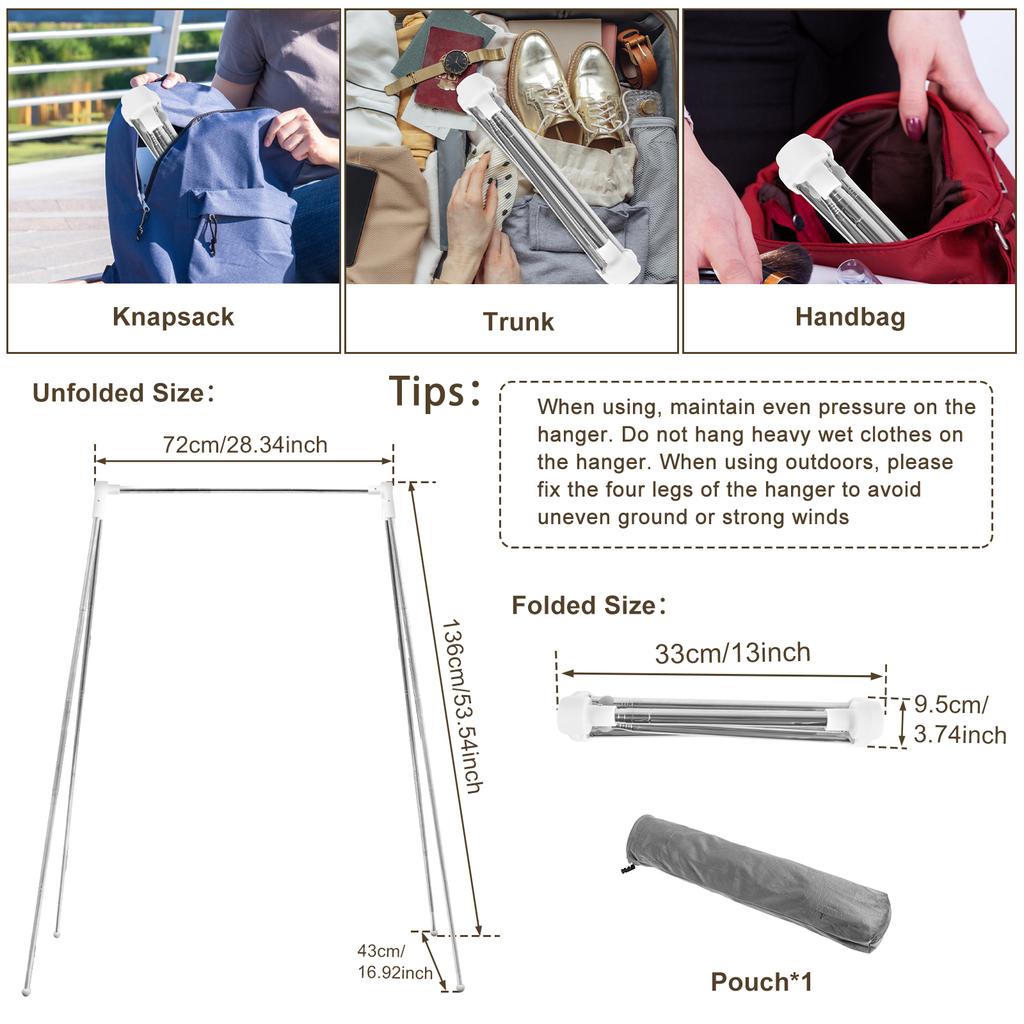 Складная сушилка для одежды из нержавеющей стали, напольная, вешалка для одежды, выдвижная, портативная, дорожная, стойка для одежды для улицы