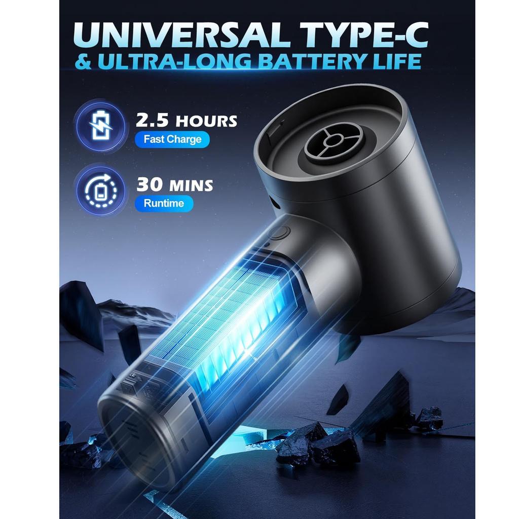 Ручной автомобильный пылесос, 15000 ПА Автомобильный пылесос, Высокомощный ручной пылесос Беспроводной перезаряжаемый С несколькими насадками, Портативный