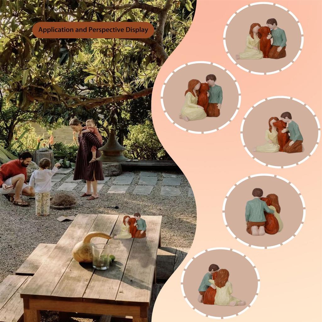 Пара Фигурка Семья Собака Смолы Статуэтка Родитель Сын Дочь Скульптура Домашний Рабочий Стол Книжные Полки Декор Орнамент Подарок