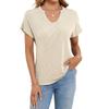 Women's Fashion Solid Color U Neck Short Sleeved Pullover Casual T-shirt Top