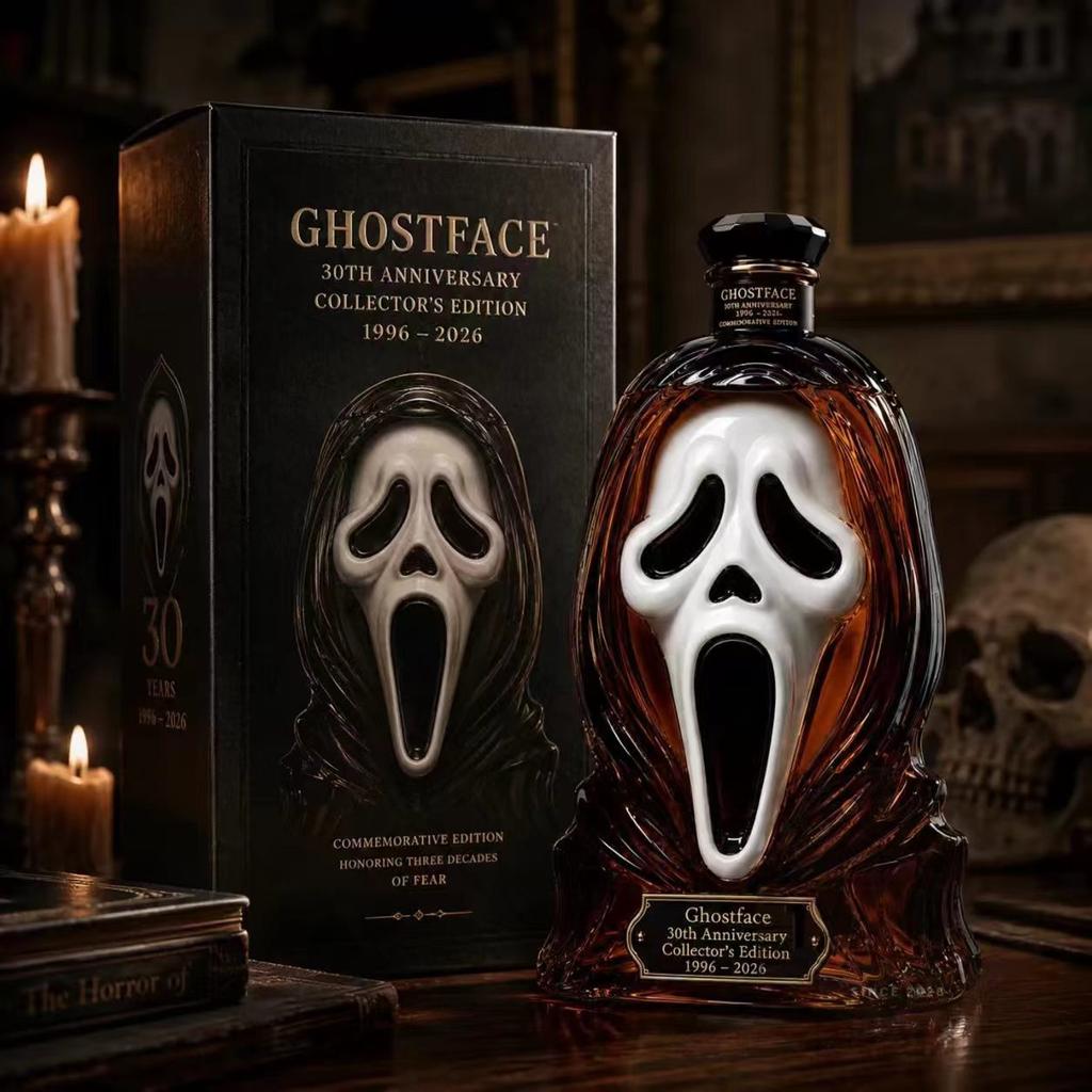 Ghostface 30th Anniversary Whiskey Bottle, Horror Movie Fan Gift, 750ml Empty Bottle, Halloween Party Decoration