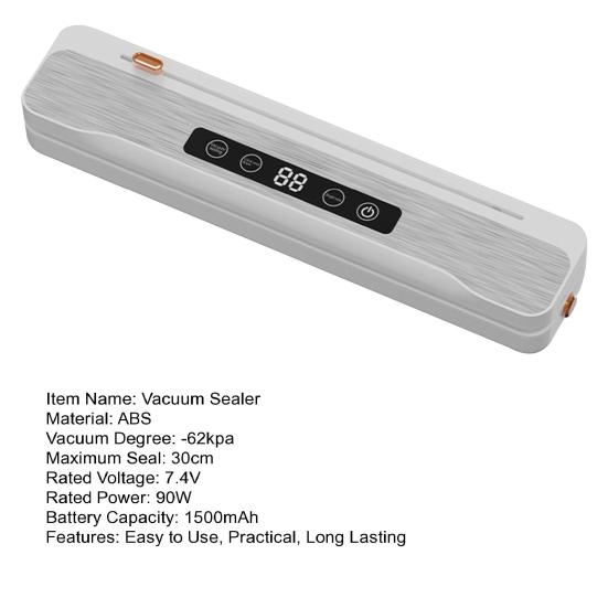 Беспроводной вакуумный упаковщик Сильное всасывание Цифровой дисплей Перезаряжаемый Компактный Портативный Вакуумный запайщик с 10 вакуумными пакетами