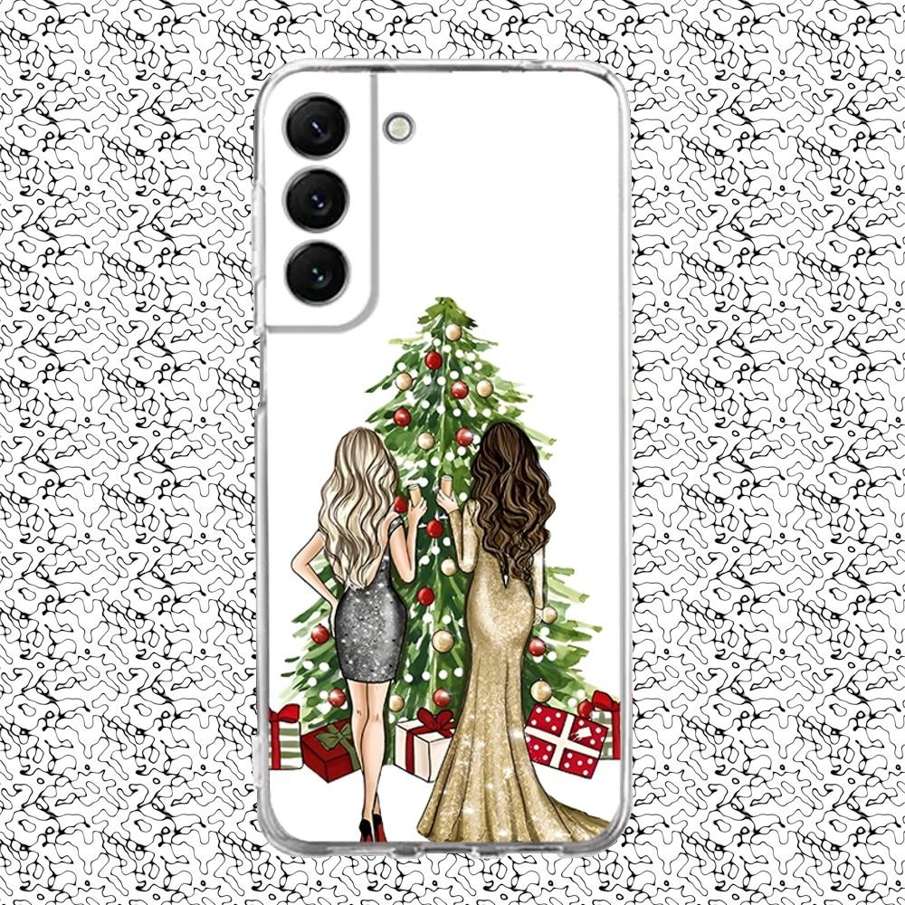 Christmas Tree Girl Gift Phone Case Silicone For Samsung S30,S23,21,22,20 Ultra,S20 FE lite,S10,9,PIus Note20ultra Cover Clear