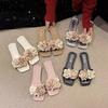 Outer Wear Holiday Seaside with Skirt Slippers 2025 Summer New Flat-bottomed Beach Fairy Wind Flower Girl One-word Sandals