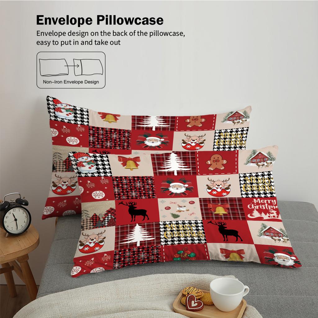 3 предмета Клетчатый Рождественский Принт Бессердечный Комплект Постельного Белья Общежития Спальни Мягкий и Удобный Несколько Размеров Машинная Стирка