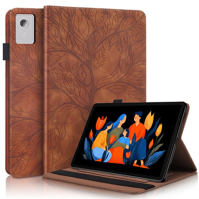 Кошелек-книжка из ПУ-кожи с тисненым узором в виде дерева для Lenovo Idea Tab Plus 12.1 и Xiaoxin Pad 12.1 со функцией подставки и магнитной застежкой