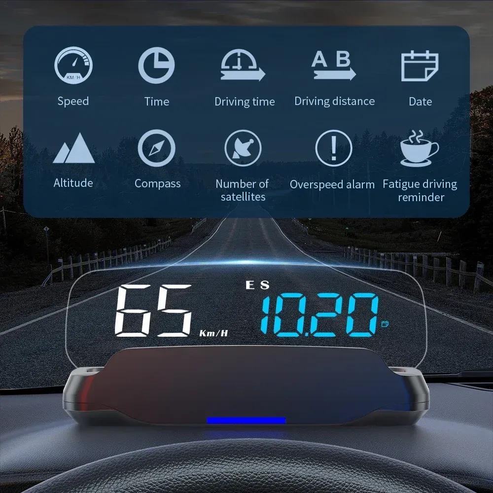 Hud Head Up Display Car Supplies Auto Universal With MPH Compass Direction Fatigue Driving Reminder Car Electronic Devices