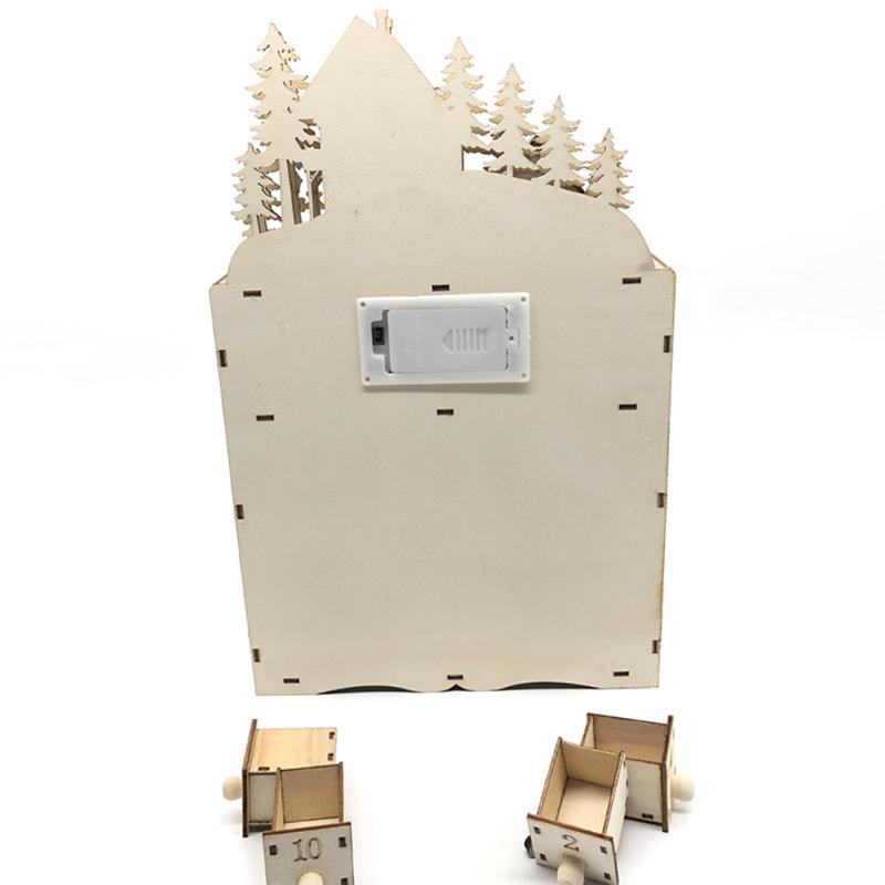 Календарь Орнамент Деревянный Рождественский Адвент Календарь Деревня Оленей Светодиодные Праздничные Украшения Рождество