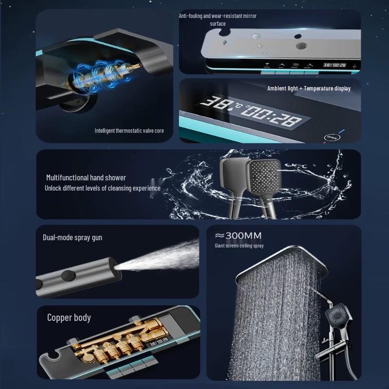 Smart Thermostatic Digital Shower Faucet Set