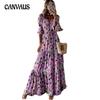 Летние женские платья Темпераментные длинные платья с v-образным вырезом и принтом на подол