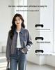 Korean-Style Denim Knit Polo Cardigan: Women's Loose-Fit Fashionable Autumn/Winter Sweater