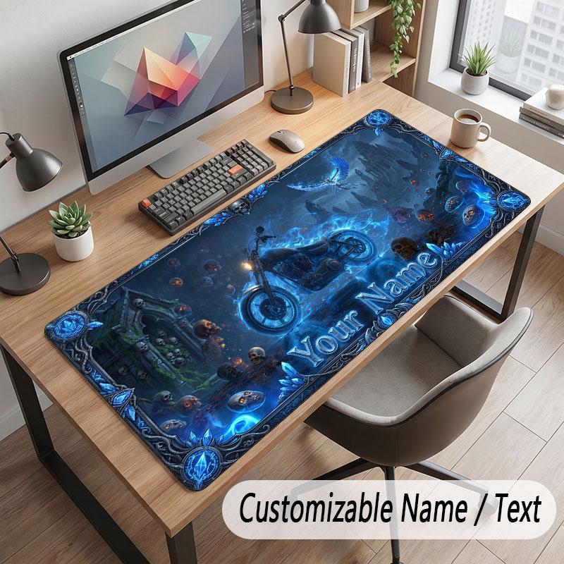 Motorcycle Theme Customized Mouse Pad Personalized Print Name Text Desk Mat For Home Office Table Decor