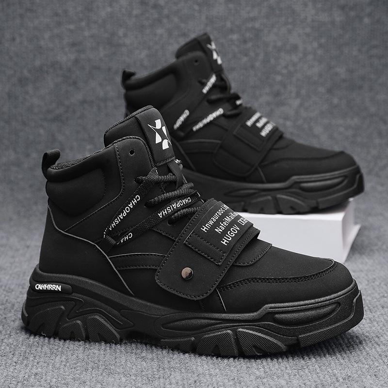 Autumn and Winter Men's Platform High-top Tide Shoes Outdoor Casual Hiking Shoes Sports Heightening Tooling Martin Boots