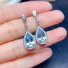 Cao Shi's New Hot-Selling Celebrity Style Sea Blue Zircon Drop Earrings - Temperament Gem Mother's Day Gift.