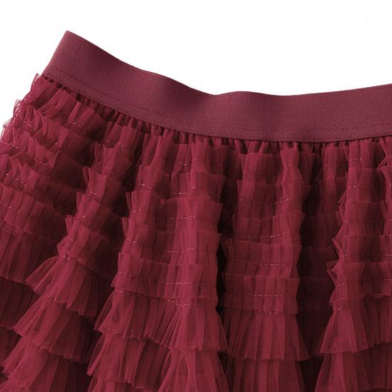 Женская юбка трапециевидной формы с высокой талией, большой распашной оборкой, сплошной цвет, разбросанный подол, плиссированная лоскутная однотонная юбка макси с эластичной резинкой на талии в стиле принцессы