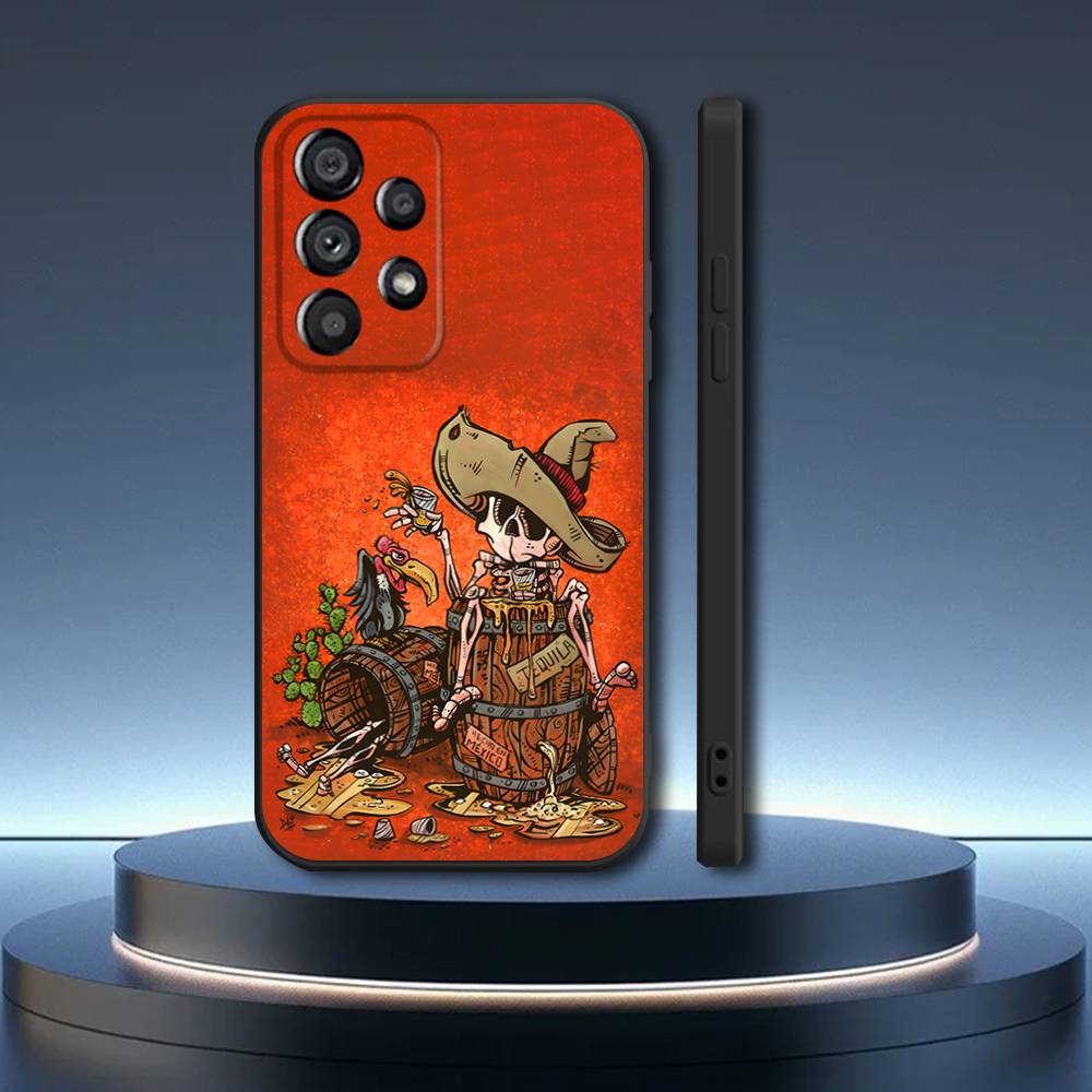 Day of the Dead Mexican Catrina Skull Phone Case  For Samsung Galaxy A73,31,32,72,41,53,52,71,22,5G,Note,J7,8,9 Soft Black Cover