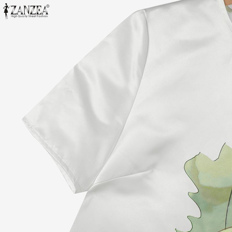 ZANZEA Женское повседневное платье с коротким рукавом с круглым вырезом и цветочным принтом