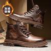 Men's Martin Boots Autumn and Winter High-top Non-slip Cotton Shoes Leather Surface Casual Trend Versatile Shoes Breathable Retro Tooling Shoes
