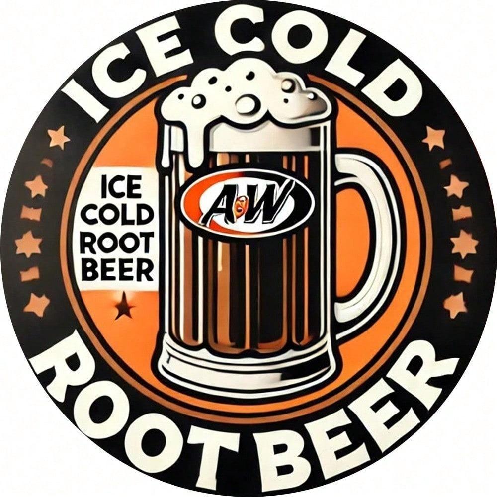 Винтажная жестяная табличка A&W Root Beer Ретро Декор Americana 8x8 дюймов Металлическое настенное искусство