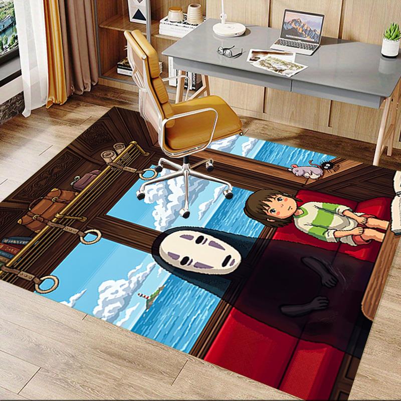 1pc Train Journey Spirit Carpet for Playroom Bedroom Living Room Sofa Home Decor,kids Game Area Rug Non-slip Floor Mat Y72915