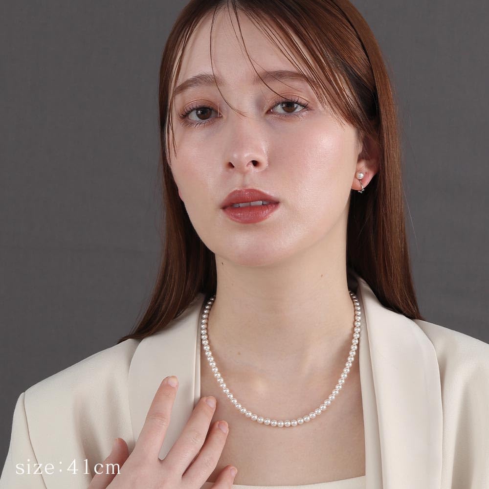 [VOTRE COUTURE] Набор детских жемчужных бус и серег, 5 мм, Жемчуг Гранд Премиум, Белый, Серебро, Золото, 10-летняя гарантия бренда (Латунные серьги