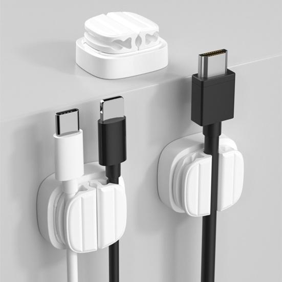 3 Pcs 3-in-1 Cord Organizer Spring Clip Holder Small Desk Cable Organizer Clips Adhesive Adjustable Wire Holder for Charger Wire