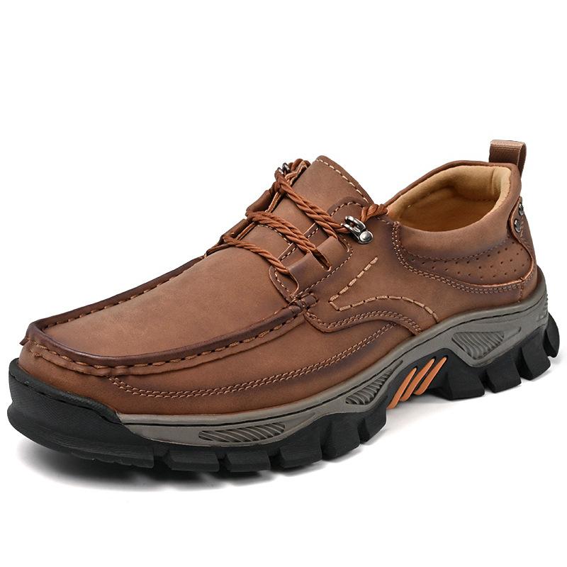 Мужские слипоны из искусственной кожи, походные ботинки, уличные нескользящие водонепроницаемые кроссовки для ходьбы для мужчин, повседневная шнуровка, рабочая обувь, удобные короткие ботинки