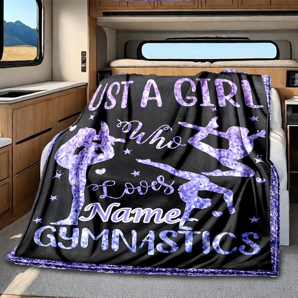 Gymnastics Lover Personalized Name Customize Your Name Rv Blanket Cozy Soft Lightweight Allseason Multipurpose Blanket For Travel Camping Picnics Sofa