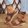 Women Slippers Plus Size Women's Shoes Retro Roman Sandals Women Pu Casual Flower Wedge Sandals Platform Slippers