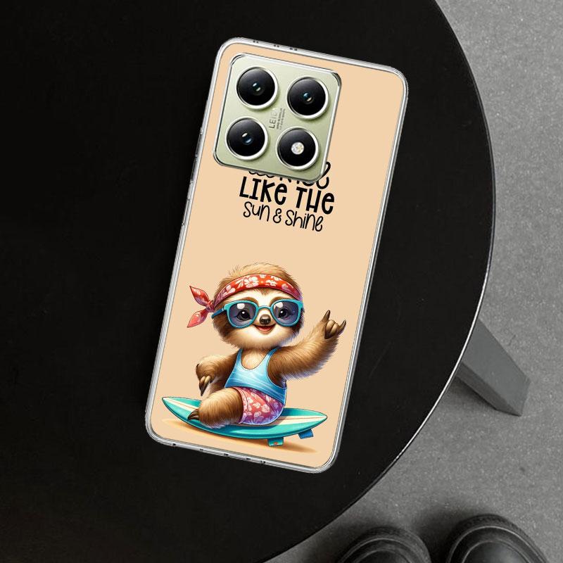 Animal Cute Cartoon Sloth Coffee Phone Case Cover for Xiaomi Redmi Note 15 14 13 12 11 Pro Plus 14S 12S 11S 11T 11E 10S 10 Custo