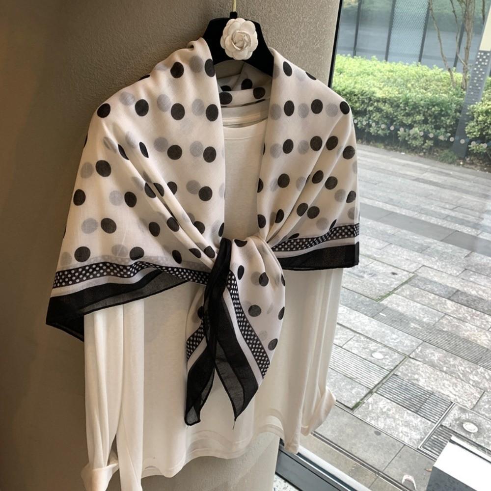 110*110cm Light Thin Square Scarf Polka Dot Silk Headscarf Fashion Beach Headscarf for Women Girls