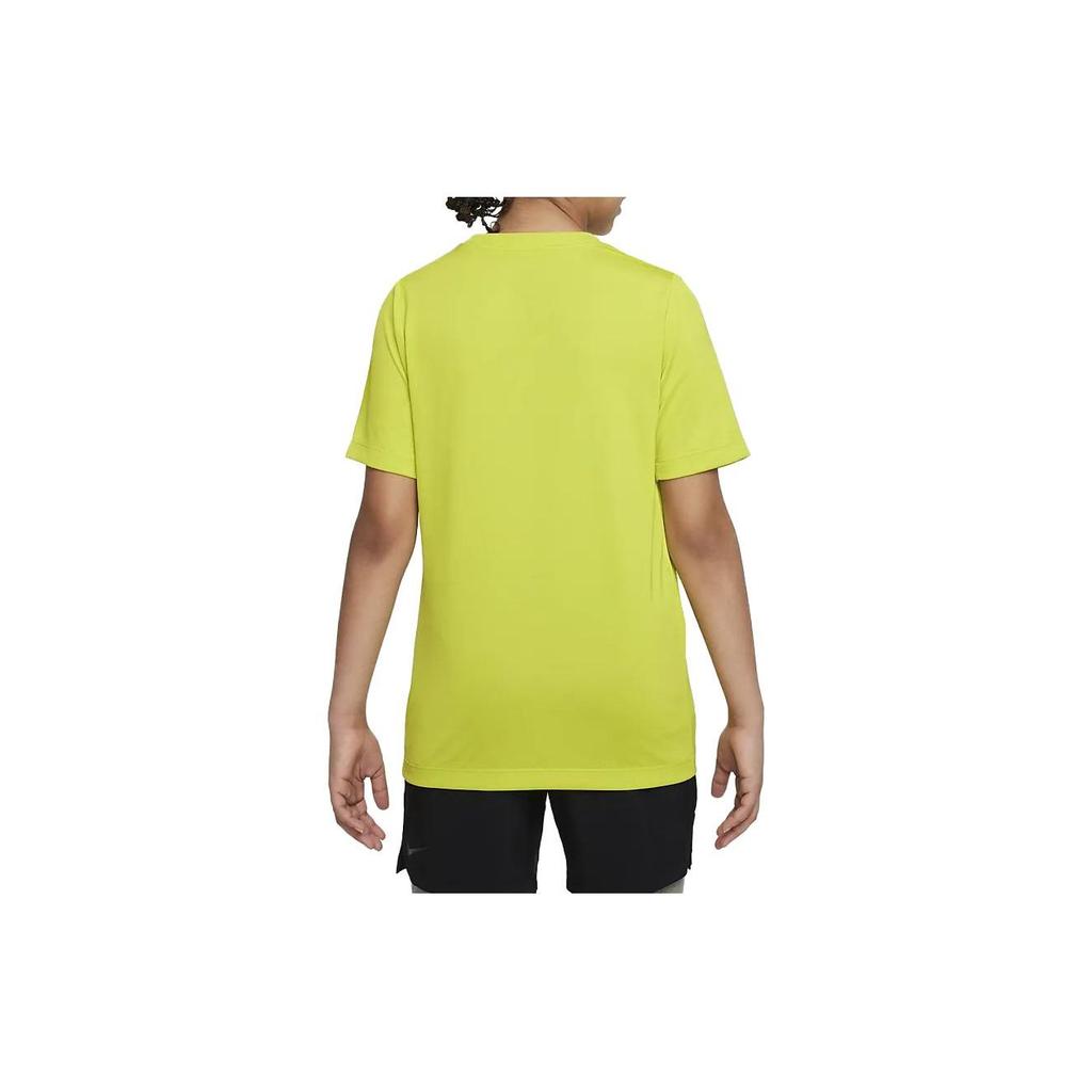 Nike Свободный крой, круглый вырез, логотип, короткий рукав, футболка, детские топы, зеленый DX1123-308