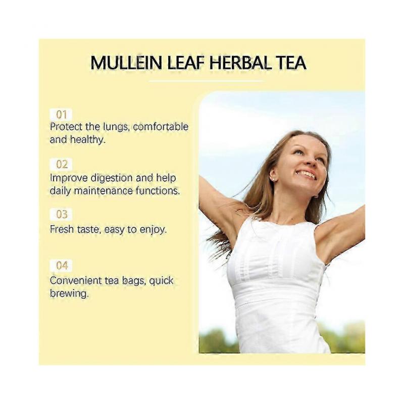 (4 УПАКОВКИ)Чайные пакетики из листьев коровяка Травяной Очищение легких Дыхание Кашель Облегчение Чай Де