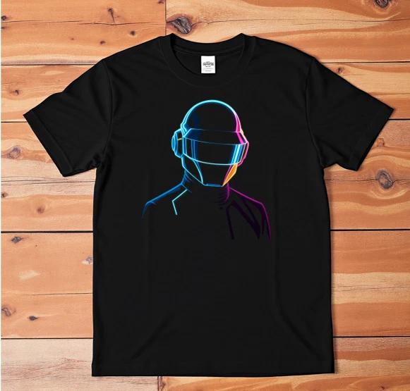 Futuristic Neon Helmet T-Shirt Retro Sci-Fi Robot Graphic Tee Cyberpunk Unisex