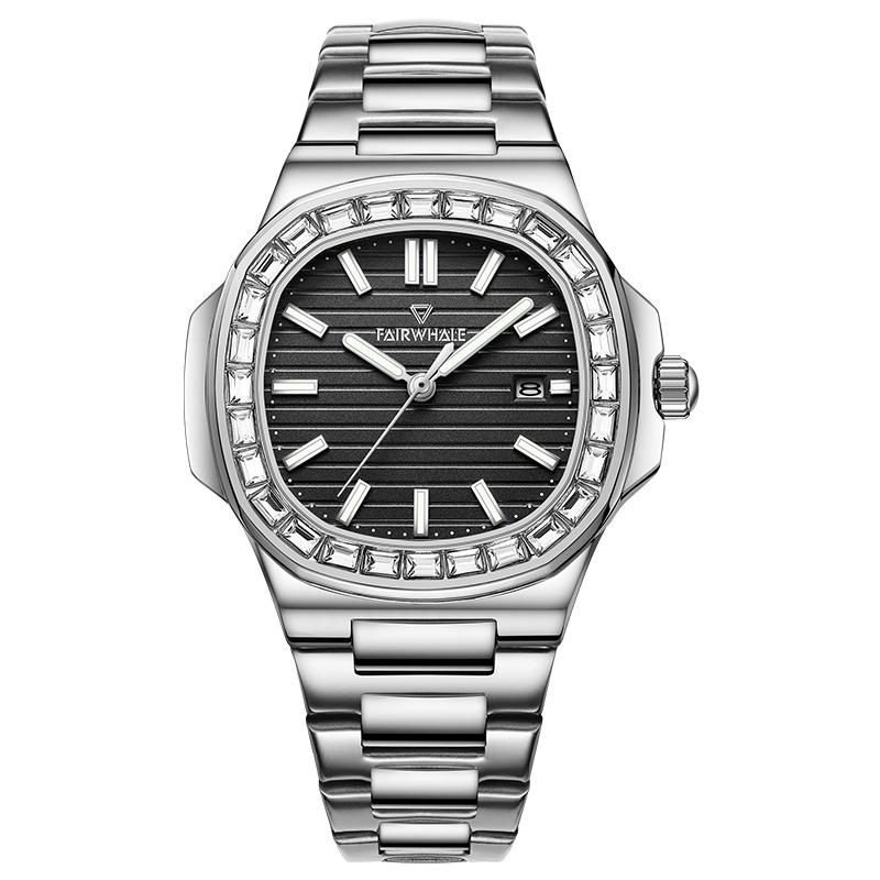 MARK FAIRWHALE FW-5620 Trend Diamond Luxury Men Watch Stainless Steel Fashion Quartz Watches High Quality Watches for Man