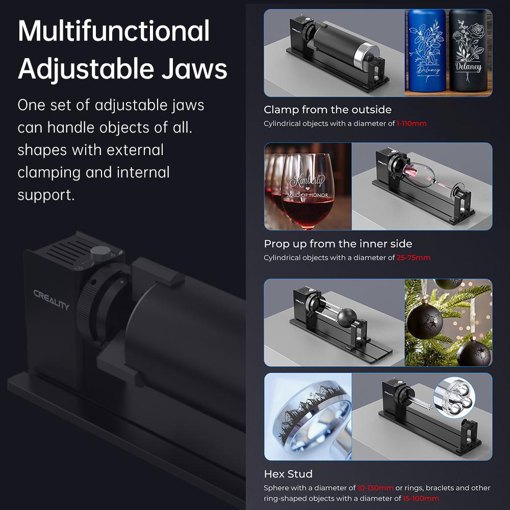 For Kit Pro 3 in 1 Jaw Roller Multifunctional Engraver Attachment Use for Cylindrical Objects Wine Glass