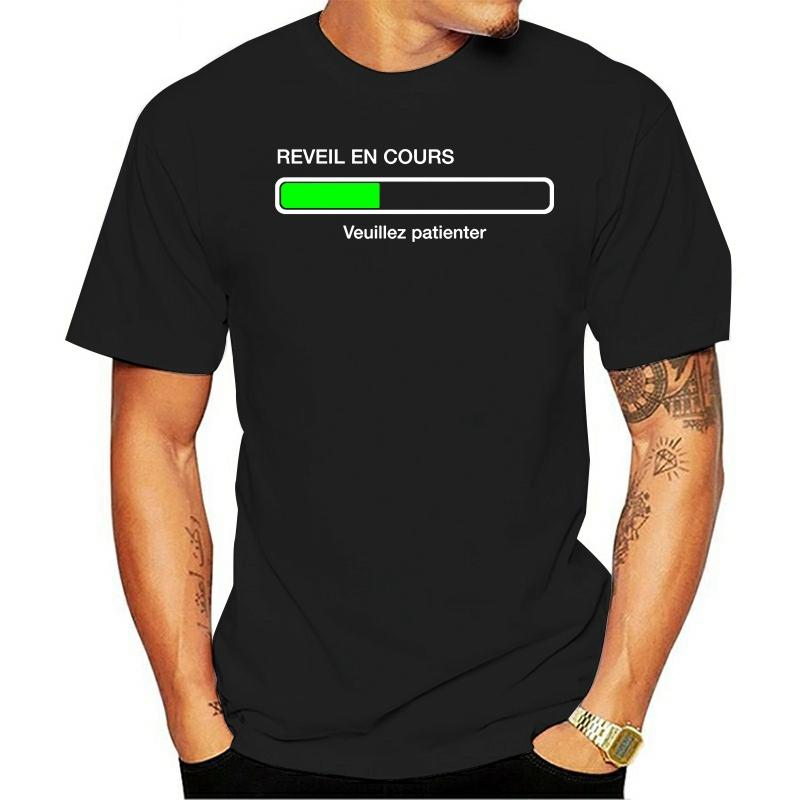 Unisex T Shirt Humour Geek En Cours De Reveil Veuillez Patienter Unisexches Courtes Homme Tshirt Tshirt Unisex