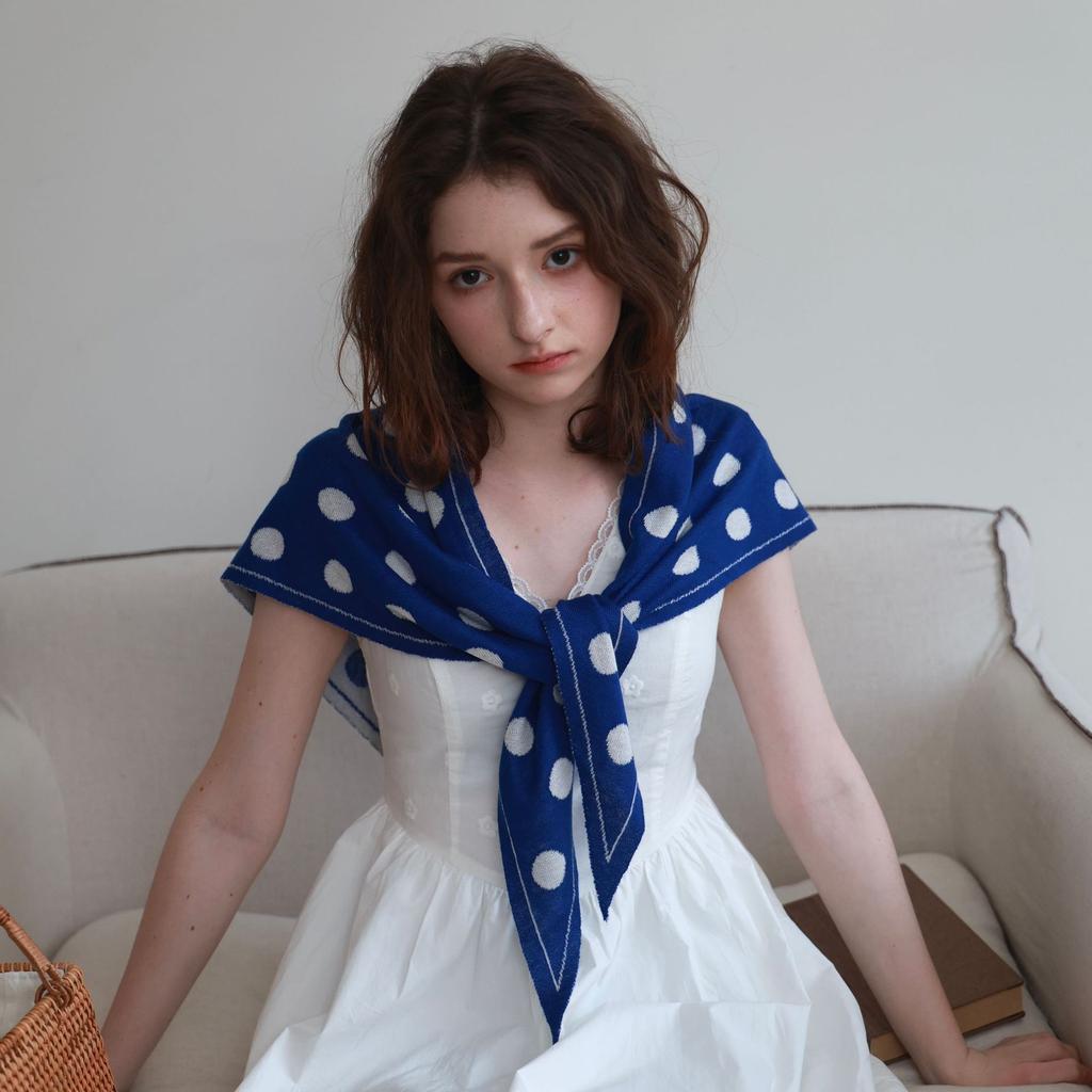 Кашемировая серия в горошек треугольный шарф вязаный платок осень и зима теплый универсальный атмосфера шарф на шею шарф