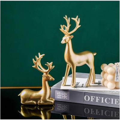 Новые 2 шт. Новые смоляные фигурки рождественских оленей Миниатюрная фигурка сидящего стоящего оленя Статуэтка оленя Скульптура лося Спальня