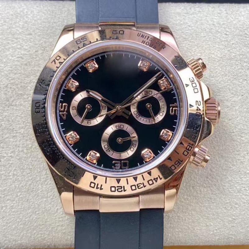 Мужские автоматические механические часы Rolex Daytona 40 мм, многофункциональные, с инкрустацией бриллиантами.