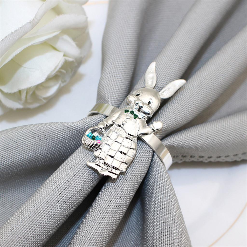 Set Of 6 Lovely Rabbit Napkin Rings Buckles Distinctive Easter Rabbit Napkin Rings For Stylish Table Decorations