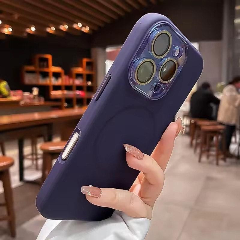 Жидкий силиконовый магнитный чехол Magsafe для iPhone 16 13 14 15 Pro Max Защитное стекло для камеры Крышка кнопки управления камерой