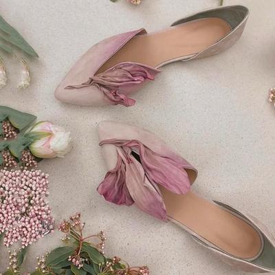 Модная Супер Красивая Обувь Женские Новые Летние Нишевые Дизайнерские Сандалии Эстетичные Лепестковые Остроносые Неглубокие Балетки Ручной Работы