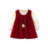 Autumn/Winter 2025 Girls' Fleece-Lined Dress Set: Trendy Party Outfit for One-Year-Olds