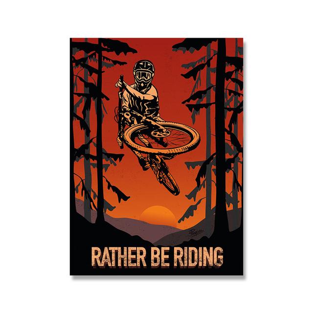 Ретро езда на велосипеде с горным пейзажем, постеры и принты, картины на холсте, настенные художественные картины для велосипеда, домашний декор для спальни, без рамки