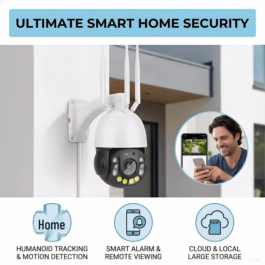 30x Zoom 8MP Outdoor Surveillance Camera with 360° Coverage and Mobile Remote Monitoring