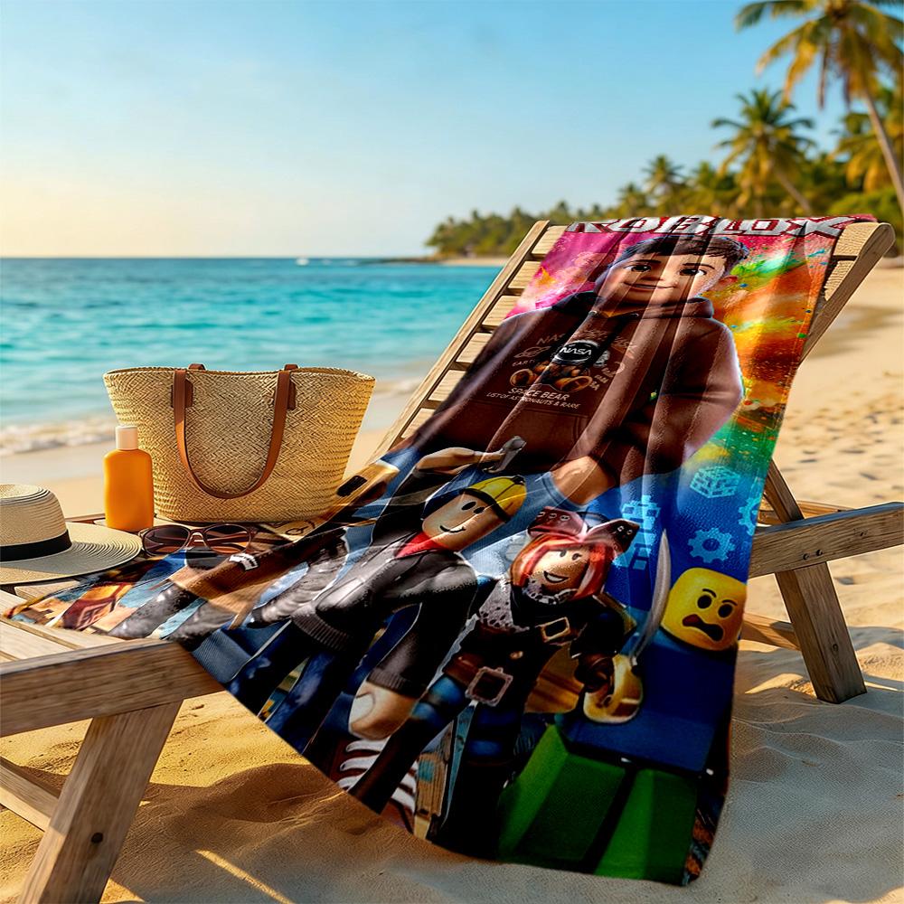 Roblox Beach Towel High Absorbency & Quick-Dry Comfortable Lightweight Suitable for Sports, Travel, Swimming, Yoga, Bathroom, Beach, And Pool