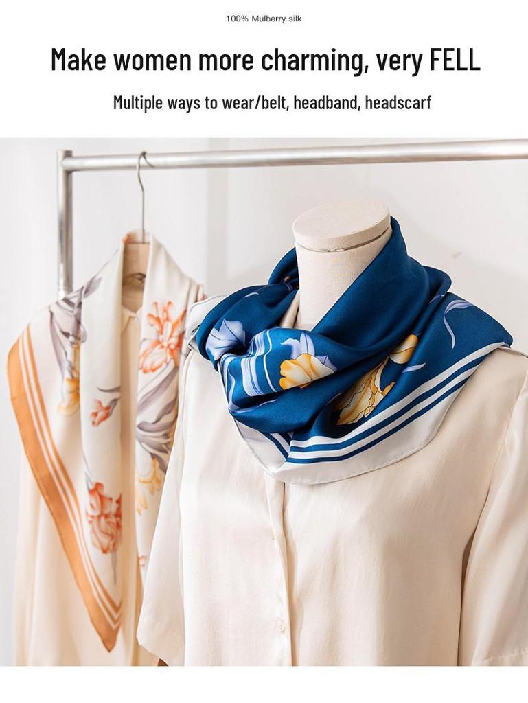 2026 Mulberry Silk Square Scarf: High-End Printed Necktie Shawl Gift for Elders