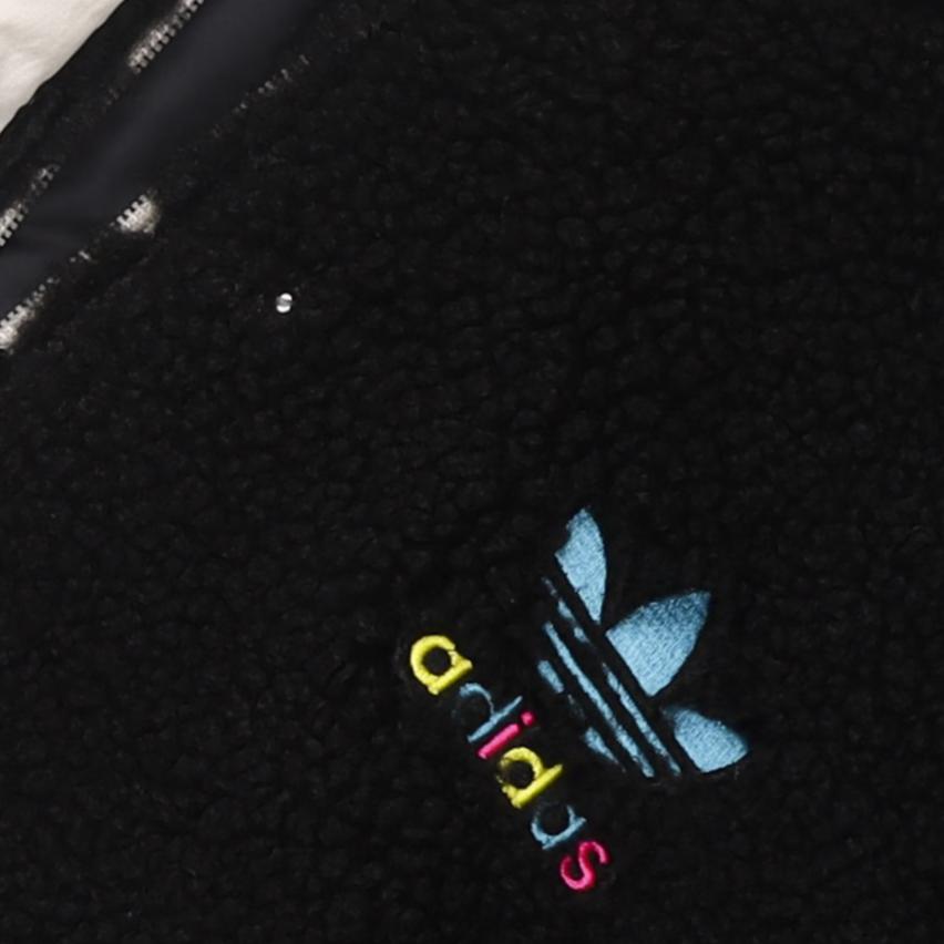 adidas Оригинальная спортивная куртка с вышитым логотипом на молнии в стиле ретро для женщин, черная HY1375