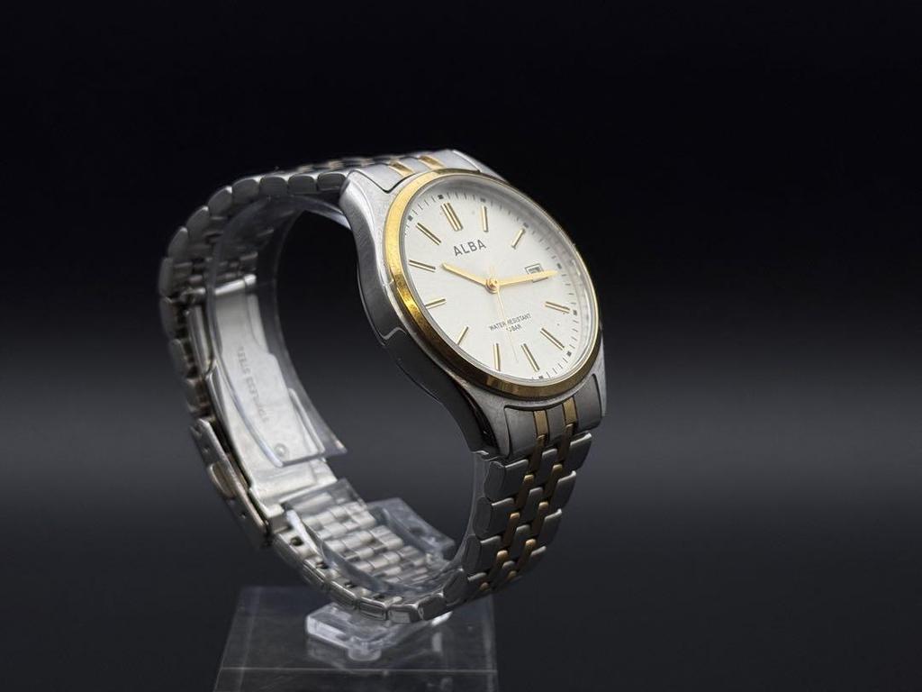 [USED] ALBA Analog Wristwatch, Silver/Gold, Battery Replaced, Working Condition